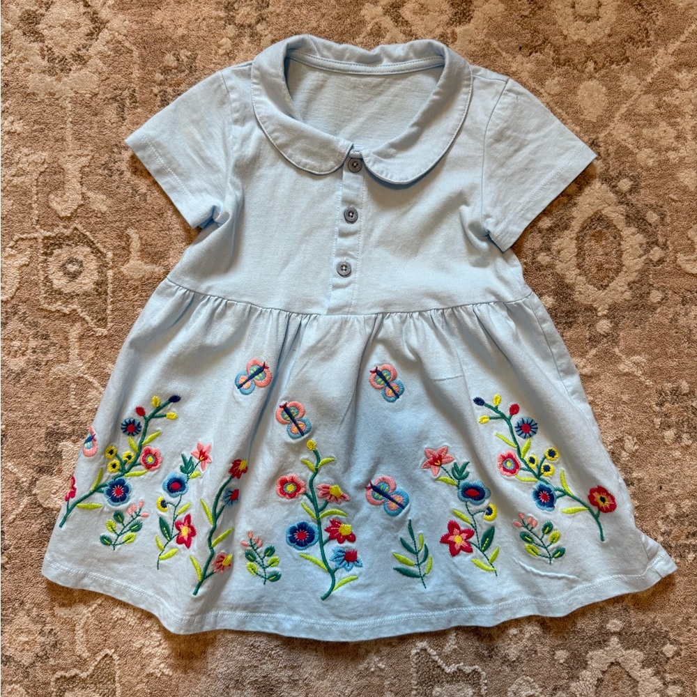 Vintage Embroidered Blue Dress